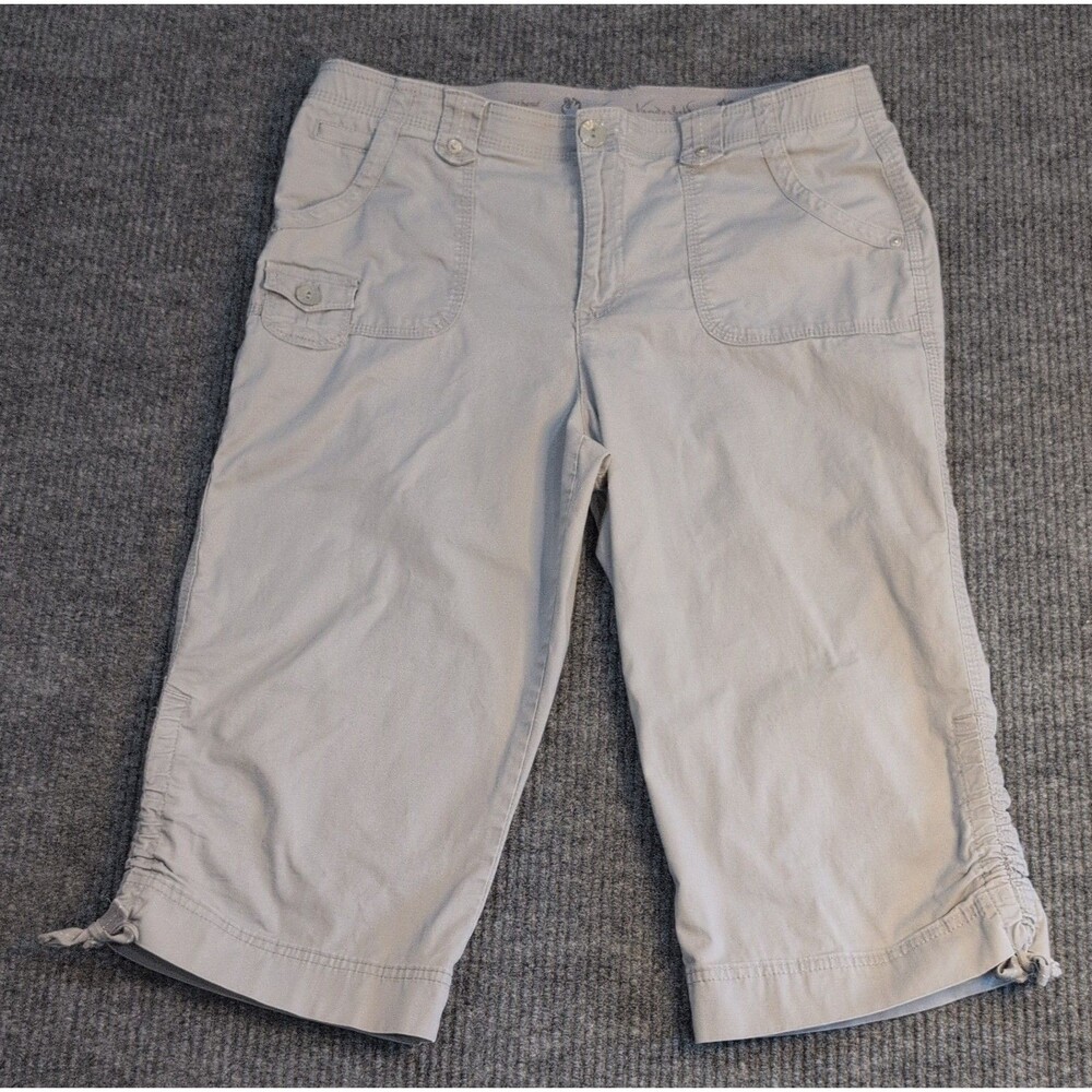 Gloria Vanderbilt Capri Pants Womens 12 Gray Cargo Utility Comfort Waistband